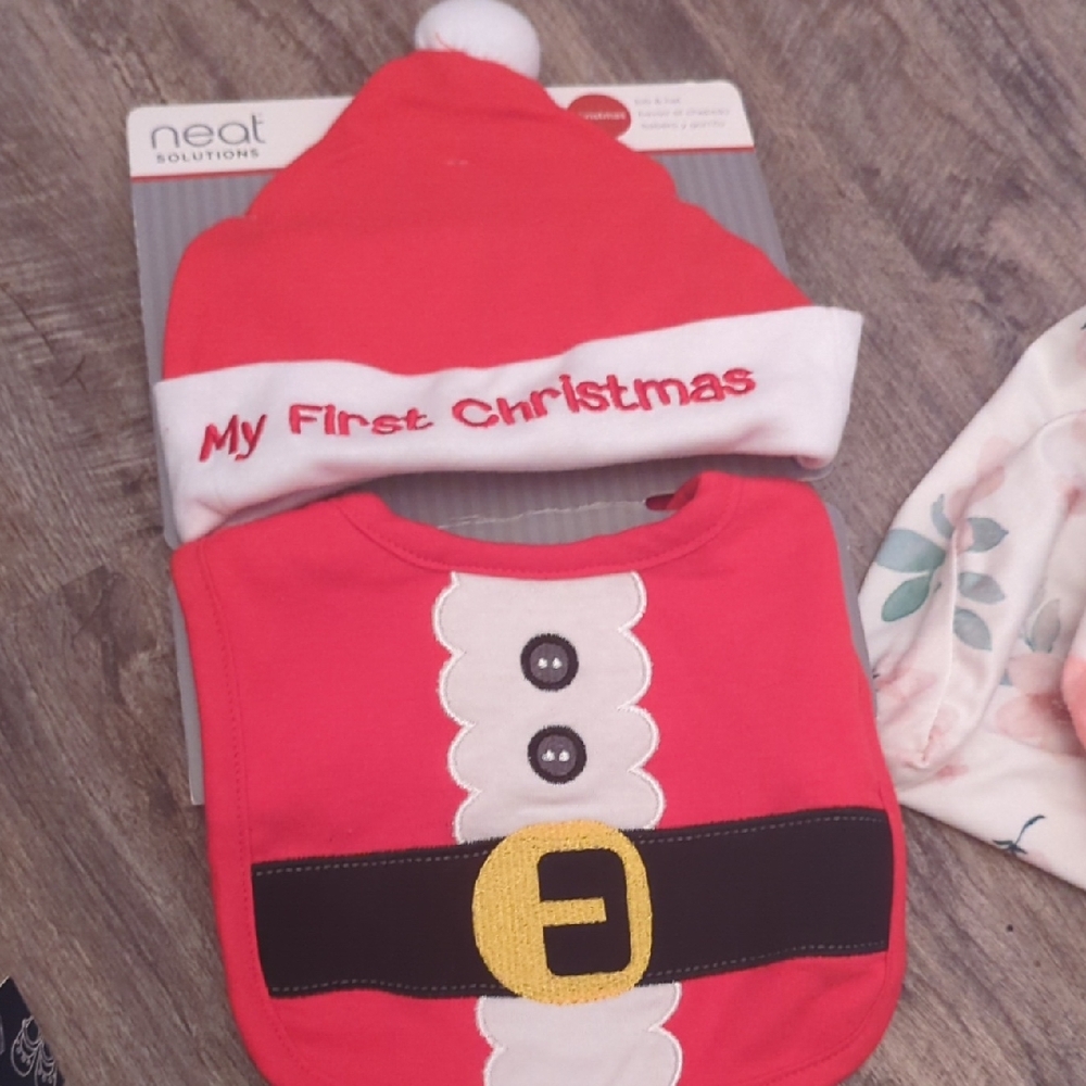 Neat Solutions Red 'My First Christmas' Bib and Hat Set